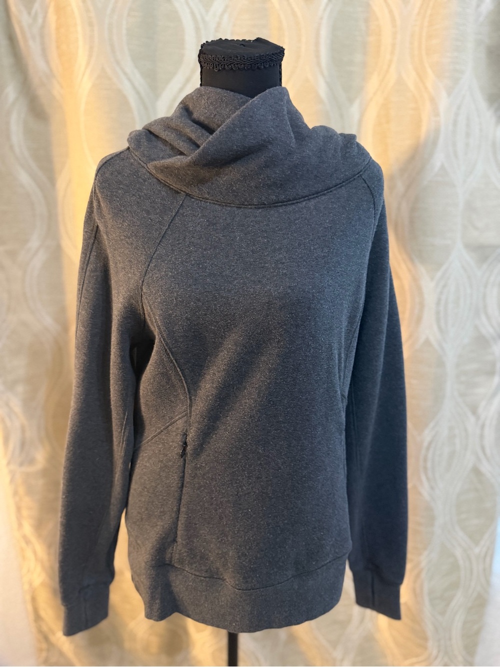 Lululemon Cozy Asymmetrical Cowl Neck Sweater - Charcoal Gray